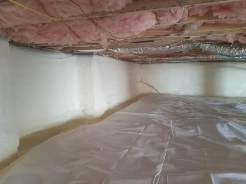 Crawl space encapsulation with closed-cell spray foam for Commercial Roof Restoration in West Bradford